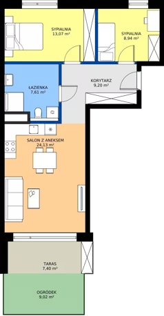 3 pokoje, apartament 62,95 m², parter, oferta nr M3, ZENIT Głowackiego, Kraków, Bronowice, ul. Głowackiego 22