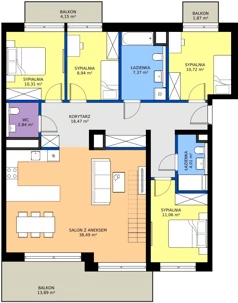 5 pokoi, apartament 112,21 m², piętro 5, oferta nr M58, ZENIT Głowackiego, Kraków, Bronowice, ul. Głowackiego 22