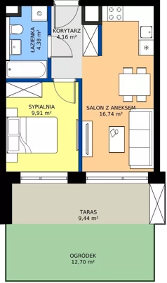 2 pokoje, mieszkanie 35,19 m², parter, oferta nr M29, ZENIT Głowackiego, Kraków, Bronowice, ul. Głowackiego 22