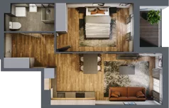 2 pokoje, mieszkanie 43,28 m², piętro 1, oferta nr 88, Osiedle na Górnej etap V, Kielce, Nowy Folwark, ul. Zbożowa