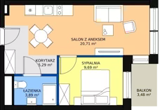 2 pokoje, apartament inwestycyjny 39,58 m², piętro 1, oferta nr B1/0/2, Infinity Mountain Resort, Świeradów-Zdrój, ul. Leśna
