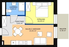 2 pokoje, apartament inwestycyjny 35,29 m², piętro 1, oferta nr B1/0/3, Infinity Mountain Resort, Świeradów-Zdrój, ul. Leśna