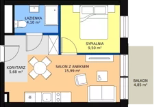 2 pokoje, apartament inwestycyjny 35,27 m², piętro 1, oferta nr B1/0/4, Infinity Mountain Resort, Świeradów-Zdrój, ul. Leśna