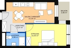 2 pokoje, apartament inwestycyjny 39,05 m², piętro 1, oferta nr B1/0/6, Infinity Mountain Resort, Świeradów-Zdrój, ul. Leśna