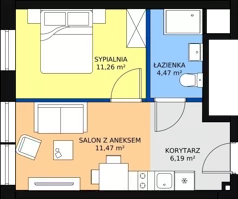 2 pokoje, apartament inwestycyjny 33,39 m², piętro 1, oferta nr B1/0/8, Infinity Mountain Resort, Świeradów-Zdrój, ul. Leśna