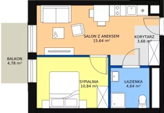 2 pokoje, apartament inwestycyjny 34,80 m², piętro 1, oferta nr B1/0/9, Infinity Mountain Resort, Świeradów-Zdrój, ul. Leśna