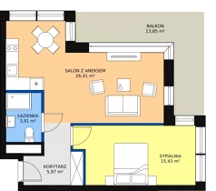 2 pokoje, apartament inwestycyjny 51,72 m², piętro 2, oferta nr B1/1/2, Infinity Mountain Resort, Świeradów-Zdrój, ul. Leśna