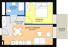 2 pokoje, apartament inwestycyjny 35,29 m², piętro 2, oferta nr B1/1/4, Infinity Mountain Resort, Świeradów-Zdrój, ul. Leśna
