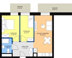 3 pokoje, apartament inwestycyjny 51,11 m², piętro 2, oferta nr B1/1/12, Infinity Mountain Resort, Świeradów-Zdrój, ul. Leśna