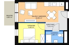 2 pokoje, apartament inwestycyjny 35,02 m², piętro 3, oferta nr B1/2/10, Infinity Mountain Resort, Świeradów-Zdrój, ul. Leśna