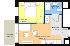 2 pokoje, apartament inwestycyjny 33,00 m², piętro 3, oferta nr B1/2/11, Infinity Mountain Resort, Świeradów-Zdrój, ul. Leśna