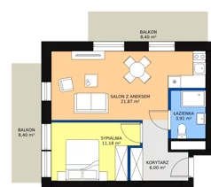 2 pokoje, apartament inwestycyjny 42,96 m², piętro 4, oferta nr B1/3/1, Infinity Mountain Resort, Świeradów-Zdrój, ul. Leśna