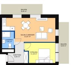 2 pokoje, apartament inwestycyjny 42,96 m², piętro 4, oferta nr B1/3/2, Infinity Mountain Resort, Świeradów-Zdrój, ul. Leśna
