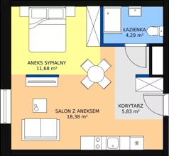 2 pokoje, apartament inwestycyjny 40,18 m², piętro 5, oferta nr B1/4/6, Infinity Mountain Resort, Świeradów-Zdrój, ul. Leśna