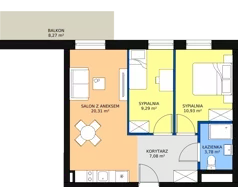 3 pokoje, apartament inwestycyjny 51,39 m², piętro 1, oferta nr B2/1/9, Infinity Mountain Resort, Świeradów-Zdrój, ul. Leśna