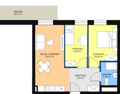 3 pokoje, apartament inwestycyjny 51,38 m², piętro 2, oferta nr B2/2/9, Infinity Mountain Resort, Świeradów-Zdrój, ul. Leśna