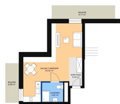 1 pokój, apartament inwestycyjny 29,20 m², piętro 4, oferta nr B2/4/3, Infinity Mountain Resort, Świeradów-Zdrój, ul. Leśna