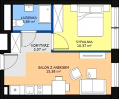 2 pokoje, apartament inwestycyjny 34,71 m², przyziemie, oferta nr B3/-1/3, Infinity Mountain Resort, Świeradów-Zdrój, ul. Leśna