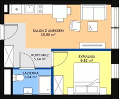 2 pokoje, apartament inwestycyjny 35,20 m², przyziemie, oferta nr B3/-1/5, Infinity Mountain Resort, Świeradów-Zdrój, ul. Leśna