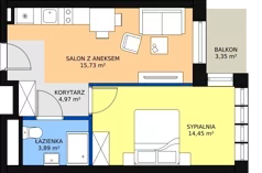 2 pokoje, apartament inwestycyjny 39,04 m², piętro 1, oferta nr B3/1/6, Infinity Mountain Resort, Świeradów-Zdrój, ul. Leśna