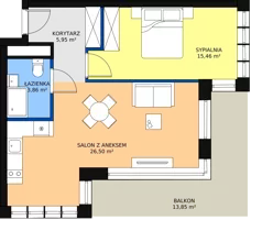 2 pokoje, apartament inwestycyjny 51,77 m², piętro 1, oferta nr B3/1/7, Infinity Mountain Resort, Świeradów-Zdrój, ul. Leśna