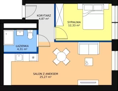 2 pokoje, apartament inwestycyjny 46,78 m², przyziemie, oferta nr B3/-1/7, Infinity Mountain Resort, Świeradów-Zdrój, ul. Leśna
