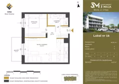 2 pokoje, mieszkanie 44,92 m², piętro 1, oferta nr 16, Apartamenty 3 Maja, Błonie, ul. 3 Maja