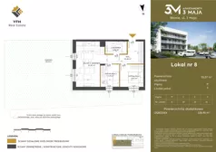 3 pokoje, mieszkanie 55,07 m², parter, oferta nr 8, Apartamenty 3 Maja, Błonie, ul. 3 Maja