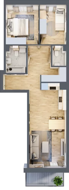 3 pokoje, mieszkanie 60,80 m², piętro 2, oferta nr 18, CORSO - etap I, Łódź, Polesie, Stare Polesie, ul. Kasprzaka 5