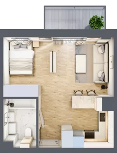 1 pokój, mieszkanie 32,92 m², piętro 2, oferta nr 66, CORSO - etap I, Łódź, Polesie, Stare Polesie, ul. Kasprzaka 5
