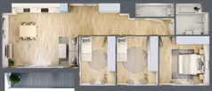 4 pokoje, mieszkanie 85,35 m², piętro 1, oferta nr 3, CORSO - etap 2A, Łódź, Polesie, Stare Polesie, ul. Kasprzaka 5