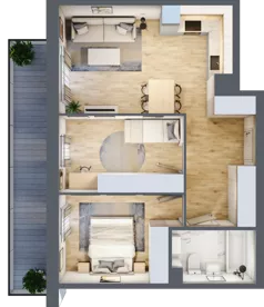 3 pokoje, mieszkanie 54,46 m², piętro 1, oferta nr 7, CORSO - etap 2A, Łódź, Polesie, Stare Polesie, ul. Kasprzaka 5