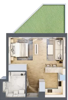 1 pokój, mieszkanie 36,73 m², piętro 1, oferta nr 1, CORSO - etap 2A, Łódź, Polesie, Stare Polesie, ul. Kasprzaka 5
