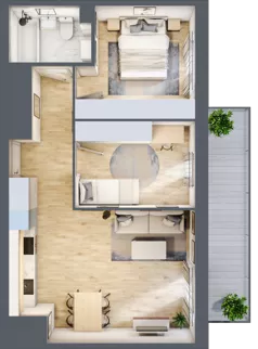 3 pokoje, mieszkanie 53,94 m², piętro 1, oferta nr 77, CORSO - etap 2A, Łódź, Polesie, Stare Polesie, ul. Kasprzaka 5