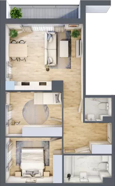 3 pokoje, mieszkanie 61,08 m², piętro 8, oferta nr 117, CORSO - etap 2A, Łódź, Polesie, Stare Polesie, ul. Kasprzaka 5