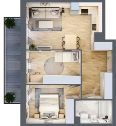 3 pokoje, mieszkanie 54,46 m², piętro 2, oferta nr 19, CORSO - etap 2A, Łódź, Polesie, Stare Polesie, ul. Kasprzaka 5