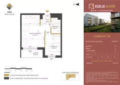 2 pokoje, mieszkanie 44,66 m², piętro 1, oferta nr 23, Stacja Błonie Etap II, Błonie, ul. Nowakowskiego