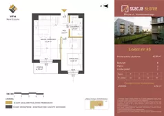 2 pokoje, mieszkanie 42,08 m², piętro 3, oferta nr 45, Stacja Błonie Etap II, Błonie, ul. Nowakowskiego