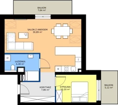 2 pokoje, mieszkanie 51,38 m², piętro 3, oferta nr G26, Green Park Resort III, Szklarska Poręba, ul. Wolności 14