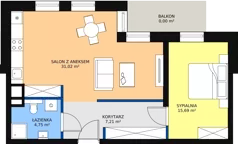 2 pokoje, mieszkanie 58,67 m², piętro 1, oferta nr A1.3, Nowy Radzionków, Radzionków, ul. Gajdasa 6