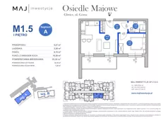 2 pokoje, mieszkanie 34,10 m², piętro 1, oferta nr A1.5, Osiedle Majowe 2.0, Gliwice, Ligota Zabrska, ul. Górna 28C