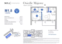 2 pokoje, mieszkanie 33,91 m², piętro 1, oferta nr A1.8, Osiedle Majowe 2.0, Gliwice, Ligota Zabrska, ul. Górna 28C