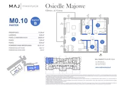 3 pokoje, mieszkanie 60,27 m², parter, oferta nr B0.10, Osiedle Majowe 2.0, Gliwice, Ligota Zabrska, ul. Górna 28C