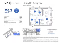 3 pokoje, mieszkanie 60,55 m², parter, oferta nr B0.3, Osiedle Majowe 2.0, Gliwice, Ligota Zabrska, ul. Górna 28C
