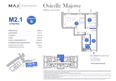 3 pokoje, mieszkanie 46,83 m², piętro 2, oferta nr B2.1, Osiedle Majowe 2.0, Gliwice, Ligota Zabrska, ul. Górna 28C
