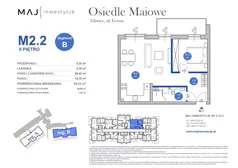 2 pokoje, mieszkanie 48,94 m², piętro 2, oferta nr B2.2, Osiedle Majowe 2.0, Gliwice, Ligota Zabrska, ul. Górna 28C