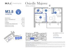 2 pokoje, mieszkanie 33,91 m², piętro 3, oferta nr B3.8, Osiedle Majowe 2.0, Gliwice, Ligota Zabrska, ul. Górna 28C