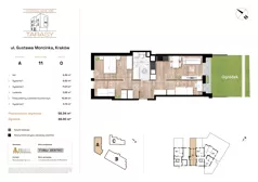 4 pokoje, mieszkanie 56,34 m², parter, oferta nr A11, Krzesławickie Tarasy, Kraków, Wzgórza Krzesławickie, Zesławice, ul. Gustawa Morcinka 86C