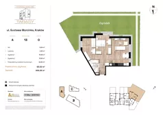 3 pokoje, mieszkanie 63,02 m², parter, oferta nr A13, Krzesławickie Tarasy, Kraków, Wzgórza Krzesławickie, Zesławice, ul. Gustawa Morcinka 86C