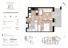 2 pokoje, mieszkanie 36,10 m², piętro 3, oferta nr A24, Krzesławickie Tarasy, Kraków, Wzgórza Krzesławickie, Zesławice, ul. Gustawa Morcinka 86C
